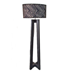 Lampa podłogowa Trapez drewno egzotyczne Czarna